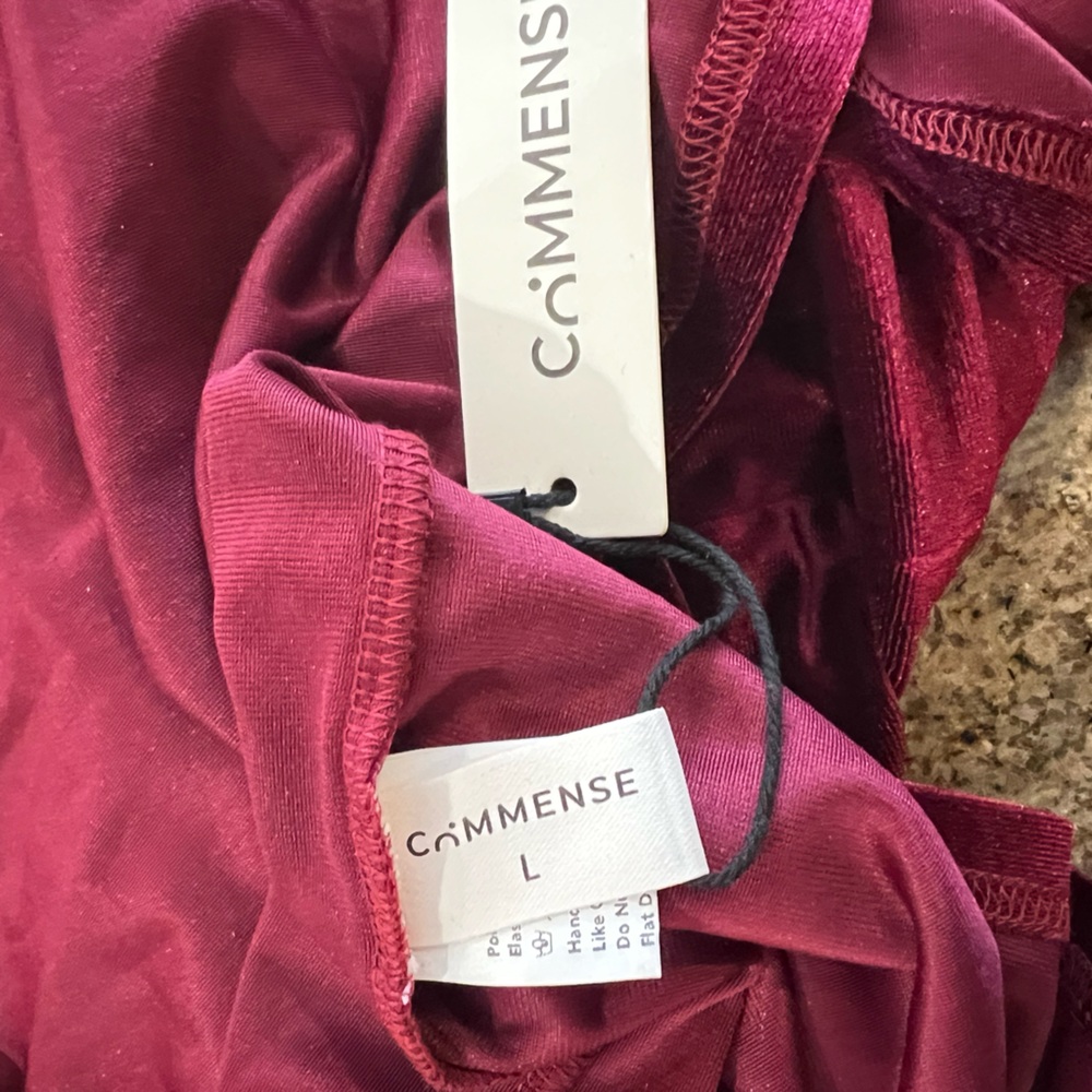 CoMMENSE Sleeveless Side Slit Velvet Mock Neck Maxi Dress NWT - Burgundy Large - Picture 7 of 11